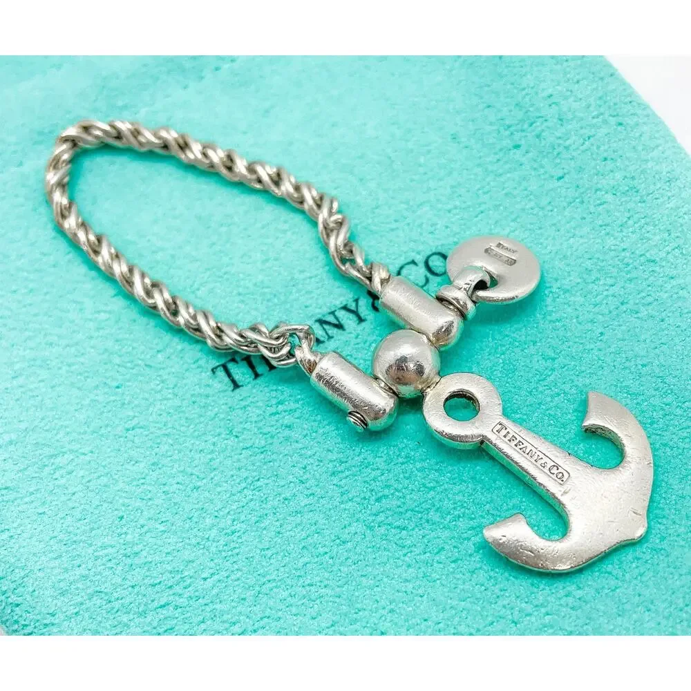 Tiffany & Co. Anchor Keychain Key Ring Sterling Silver Keyring